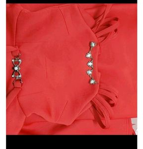 Red partywear high low dress for lil doll