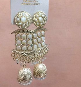 White Jhumar Earrings