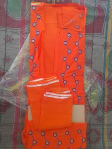 Orange Fabric with Geometric Circle Design