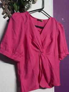 Stylish Pink Twist-Front Top