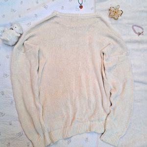 Cream Knit Pullover Sweater