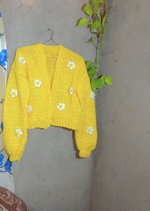 Crochet Butter Yellow Cardigan 🎀💛