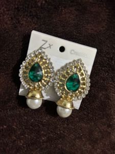 Golden And Green Earrings