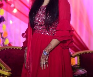 Georgette Leheng With Mirror Kurti Or Rupatta