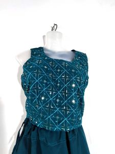 Turquoise Blue Top And Palazzo (Women&#39;s)