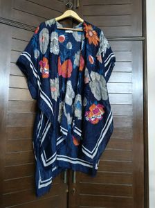 Woven Heart Floral Sheer Cover Up Kimono Top
