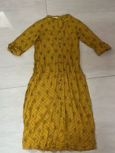 Yellow Printed Kurta Dress