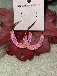 Combo Of Two Beautiful Shimmery, Pink Circle Earri