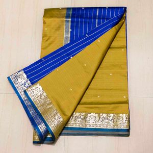 Elegant Blue &amp; Gold Saree