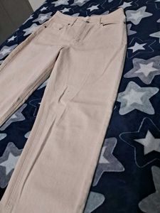 Beige Straight Leg Jeans