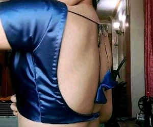 Satin 1 Hook Non Padded Deep Neck Blouse