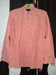 Men's Peach Printed Casual Shirt peter england