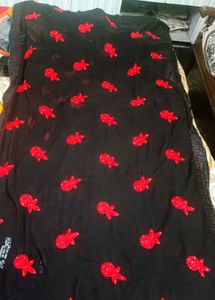 Elegant Black Embroidered Saree