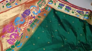 Pure Silk Green Paithani Traditional With Blouse
