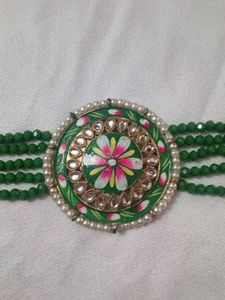 Green Beaded Choker Necklace