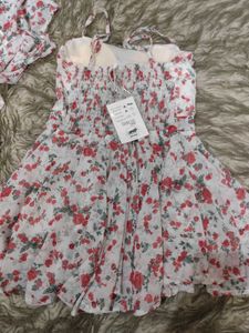 Cute Floral Fit and Flare Top With Shrug