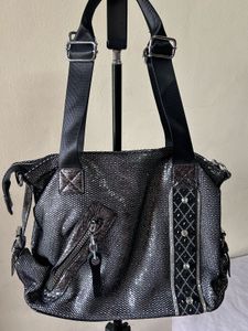 Rare Metallic Silver & Black Tote Bag