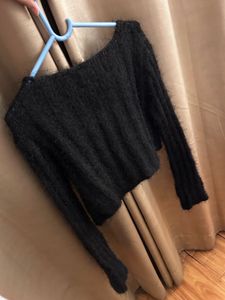 Black Fuzzy Knit Sweater
