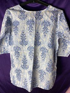 Blue &amp; White Printed Kurta