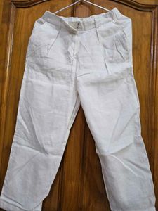 Pure Linen Off White Trousers
