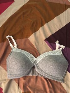 Grey Bra with Lace Detail