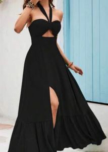 Chic Black Halter Maxi Dress