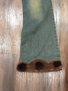 Fur Trim Flare Jeans