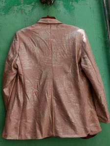 Partywear Blazer ,  Simrii Baby Pink With Golden Women Coat