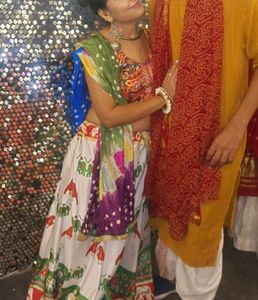 Navratri Satin Silk Printed Skirt