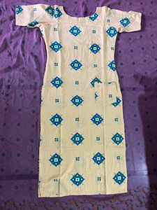 Yellow Pure Cotton Kurti