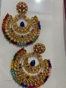 Multi Color Heavy Earrings With Teeka