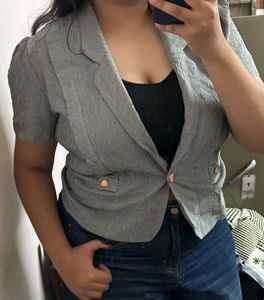 Gray Cropped Blazer