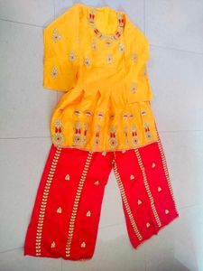 Women Party Wear Kurta And Palazzo Set