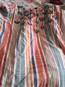 Striped Embroidered Kurta
