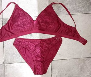 Rose Pink Color Bra And Panty Set