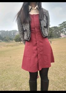 Kpop Pinafore Dress (Red)