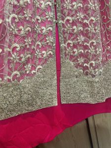 2 Pc Off White And Rani Gown