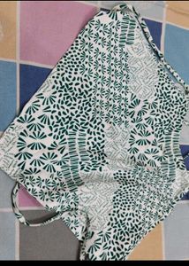 Green &amp; White Floral Swimsuit