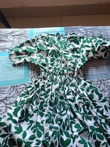 Leaf Print Midi Dress