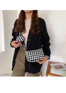 Houndstooth Crossbody Bag with Coin Purse