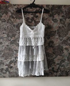 Lace Crochet Y2k Vintage Layered Net Top/ Dress
