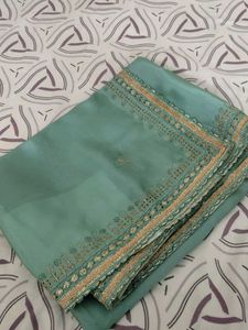 Sea Green Saree with Delicate Lace