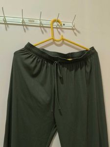 Olive Green Ribbed Lounge Pants