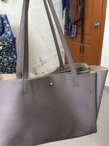 Simple Beige-Gray Tote Bag