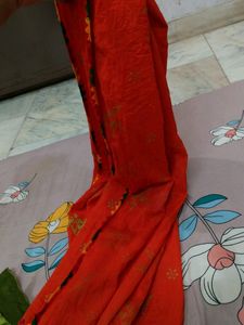 The Combo Of Three Dupattas Orange,Green And Skin Colour Dupatta