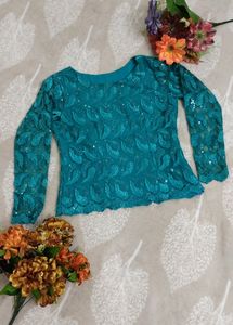 Beautiful Lace Top With Net Sleeves + Lining
