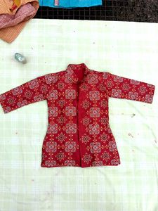 Red Embroidered Kurta