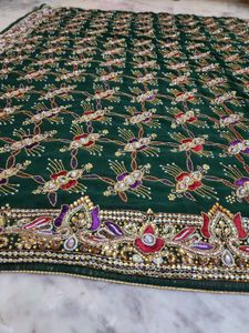 Embroidered Green Saree
