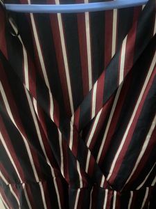 Multicoloured Striped Knee Length Dress