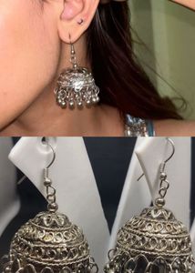 combo of Silver Jhumka Earrings
